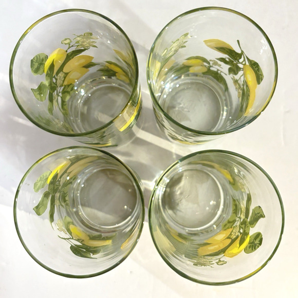 Vintage Set Of 4 Crisa Glassware Royal Norfolk Lemon Tree Tumblers 1970s 16 Oz - Picture 4 of 8